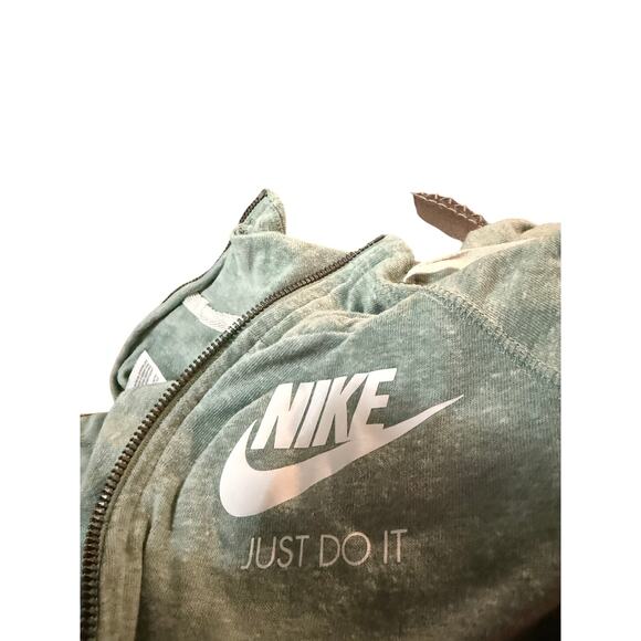 Nike Sweatshirt Full Zip Hood Drawstring Green Long Sleeve Women Medium - Picture 6 of 6